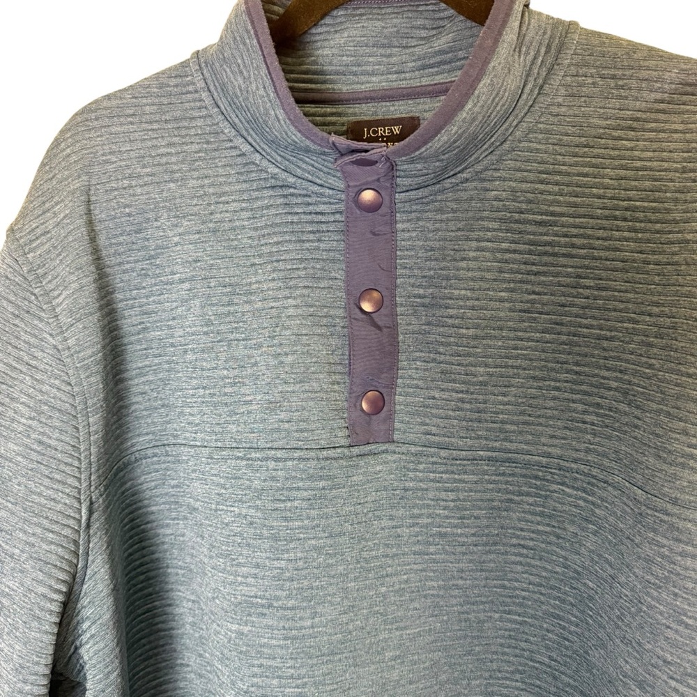 J. Crew Men's Zip Up Sweater with Blue Knit Striping sz XXL - Picture 2 of 10